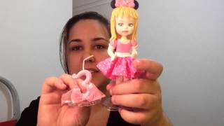 Preparativos 3 anos da Alice - Topo do Bolo - Minnie Rosa