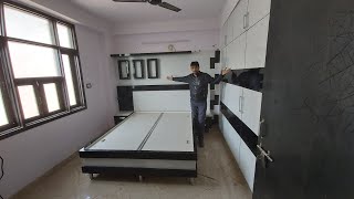 Bedroom furniture room 10' x 11' bedroom wardrobe design cupboards Tv unit bed interior designs