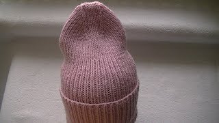 Вязаная шапка резинкой 1*1 и с красивой  макушкой. Шапка Тыковка