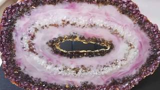 Künstliche Achatscheibe (Geode) Kupfer-Rosé