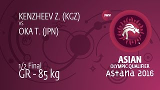 1/2 GR - 85 kg: Z. KENZHEEV (KGZ) df. T. OKA (JPN) by TF, 8-0