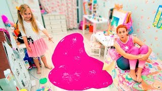 24 Часа Слайм Челлендж или Мама ЗАПРЕТИЛА все ЛИЗУНЫ? Любимые Скетчи Кати