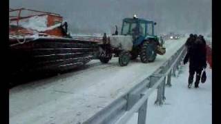 Первая пробка на новом мосту через Оку (Озеры)