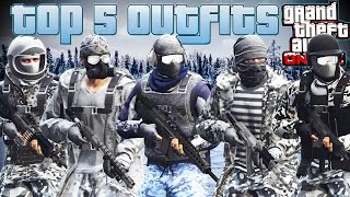 GTA 5 ONLINE - TOP 5 MILITARY WINTER OUTFITS. How to look like a soldier in GTA 5