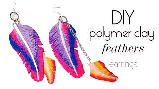 DIY. Polymer clay - Feathers - Earrings / Перья из полимерной глины - Серьги