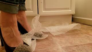 My candid feet in heels trampling bubble wrap!
