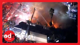 Huge Fire COLLAPSES Roof at Los Angeles Shopping Mall