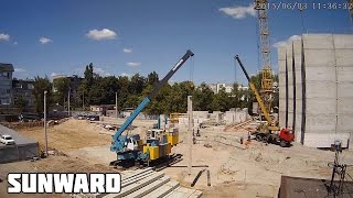 Сваевдавливающая установка Sunward. Рабочий день.