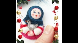 Мастер класс по сухому валянию "Брошка-матрешка"