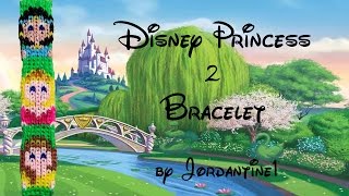 New Disney Princess 2 Bracelet - Alpha Loom / Rainbow Loom - Jasmine, Aurora, Belle - Grid Pattern