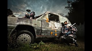 Большая игра в пейнтбол с использованием техники.