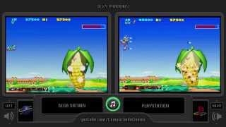 Sexy Parodius (Sega Saturn vs Playstation) Side by Side Comparison