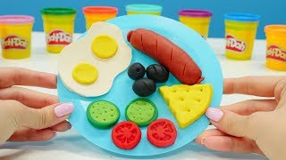 Play-Doh oyun hamurundan kahvaltı tabağı yapıyoruz. Hamur oyunları çocuklar için