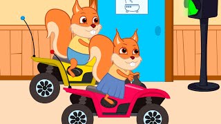 Famille d'Écureuil - Course De Voitures électriques Animé 2022 en Français