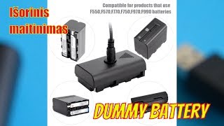 Išorinis maitinimas NP F550 tipo akumuliatoriams/Dummy Battery For NP F550 F570 F770 F750 F970 F990