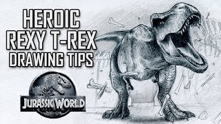 Drawing Jurassic World Trex (Rexy) Dominating Spinosaurus