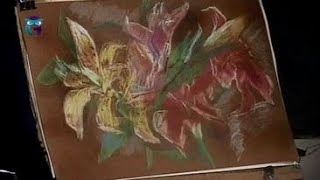 Уроки рисования (№ 67) пастелью. Рисуем цветы, используя приёмы штриховка, слияние цветов