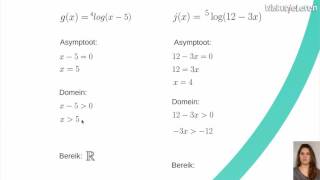 Logaritmisch verband: Asymptoot, domein en bereik 2 - Wiskunjeleren