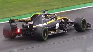 F1 Monza Italian GP 2018 Friday Free Practice-Wet Track,Sound,Action & More