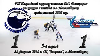 23.02.18 3-й период ДЮСШ Кожевникова 08 (Омск) vs Кристалл 08 (Бердск) Турнир памяти Высоцкого