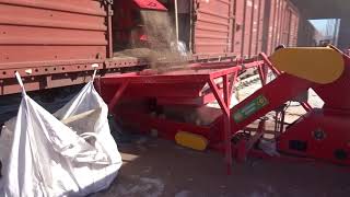 Разгрузка зерна из крытого вагона #1