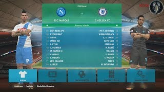 Napoli vs Chelsea con Mario Rui e Ounas nel Napoli (Menu Graphic PES 2018)