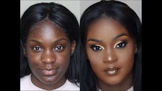 Golden Beat on Melanin Skin | Makeup Transformation 14 •| Poised by Suliat