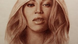 рисунок Beyonce в технике сухая кисть