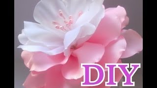 Цветок Канзаши Мастер Класс Своими Руками Flower Кanzashi Hand Made - нежный бело- розовый цветок)