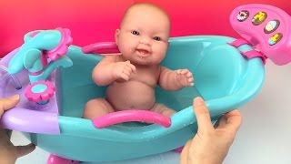 New Baby Dolls Bathtub Toy W/ Sounds & Shower How to Bath a Baby Doll Toys Videos