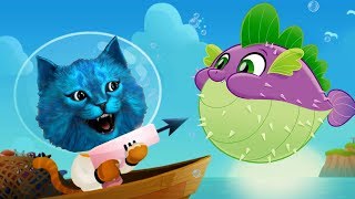 ПОДВОДНЫЙ КОТЕНОК РЫБОЛОВ поймал очень много рыбы симулятор маленького котенка