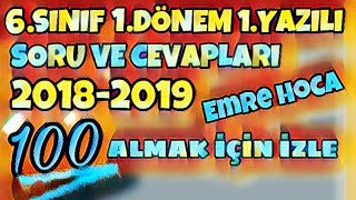 6.SINIF DİN KÜLTÜRÜ ve AHLAK BİLGİSİ 1.DÖNEM 1.YAZILI