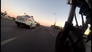Dramatic biker chase in Klaipeda streets Lithuania GoPro