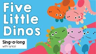 Five Little Dinos jumping on the bed song | five little monkeys jumping on the bed with lyrics