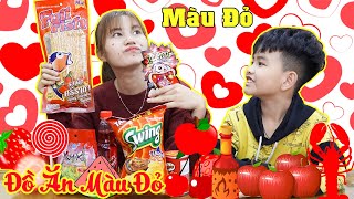 Thử Thách Đồ Ăn Màu Đỏ Cho Mẹ Ghẻ ♥ Min Min TV Minh Khoa