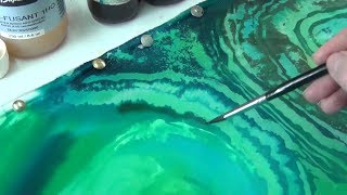 Как нарисовать срез малахита на ткани. Видео мастер-класс (120 минут/minutes). Malahite on Fabric