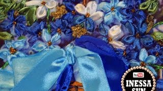 Вышивка лентами "Незабудки" закончена. ( Китайский набор с Алиэкспресс)