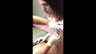 Chris's brutal nipple piercing.