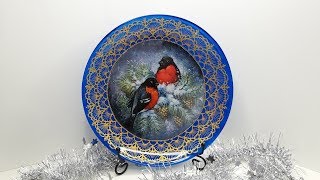 Новогодняя роспись тарелки! Мастер класс!