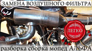 ЗАМЕНА ВОЗДУШНОГО ФИЛЬТРА ? АЛЬФА МОПЕД ? КАК РАЗОБРАТЬ СОБРАТЬ