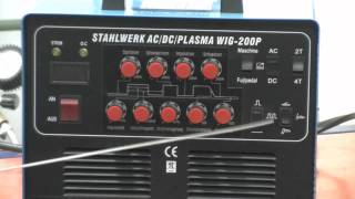 Schweißgerät STAHLWERK AC/DC Plasma WIG 200P - AC DC TIG Inverter / Puls / E-Hand / Plasmaschneider