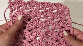 Узор крючком "Ракушка" | Вяжем крючком из шнура | Вasket crochet yarn