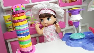 Baby Alive Duda Faz Bolo Gigante com Massinha Play Doh - Lilly Doll