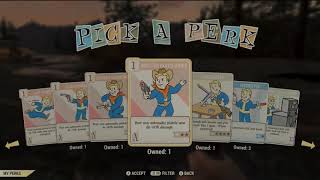 Fallout 76: level 50 all perk cards / ranks. in game footage.