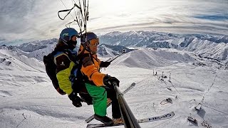 Афигительный полет на параплане в Гудаури! Зима 2017