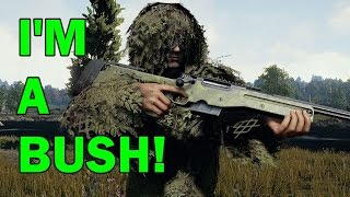 HOW TO WIN w/ GHILLIE SUIT! I'M A BUSH! - PUBG