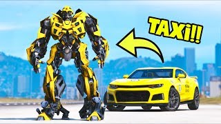 Can Bumblebee Transformer be a TAXI driver?! (GTA 5 Mods Gameplay)