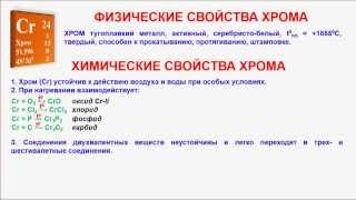 № 308. Неорганическая химия. Тема 38. Хром и его соединения. Часть 2. Химические свойства