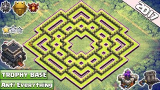 BEST!! Clash of Clans Town Hall 9/TH9 Trophy Base With Gear Ups ♦ TH9 Base Anti Everything 2017