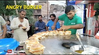 Angry burger, Bun Kabab Street Food Of Karachi, Pakistan